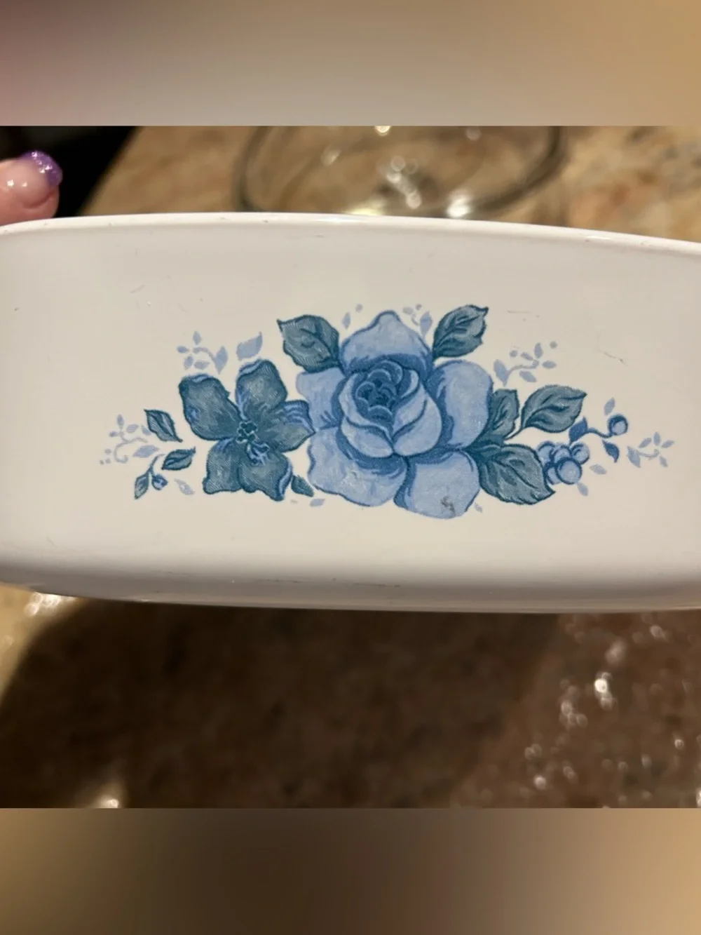 Corningware Blue Velvet Rose 2 Qt #A-2-B. 2 L Casserole w/Lid Pyrex Glass #A-9-C